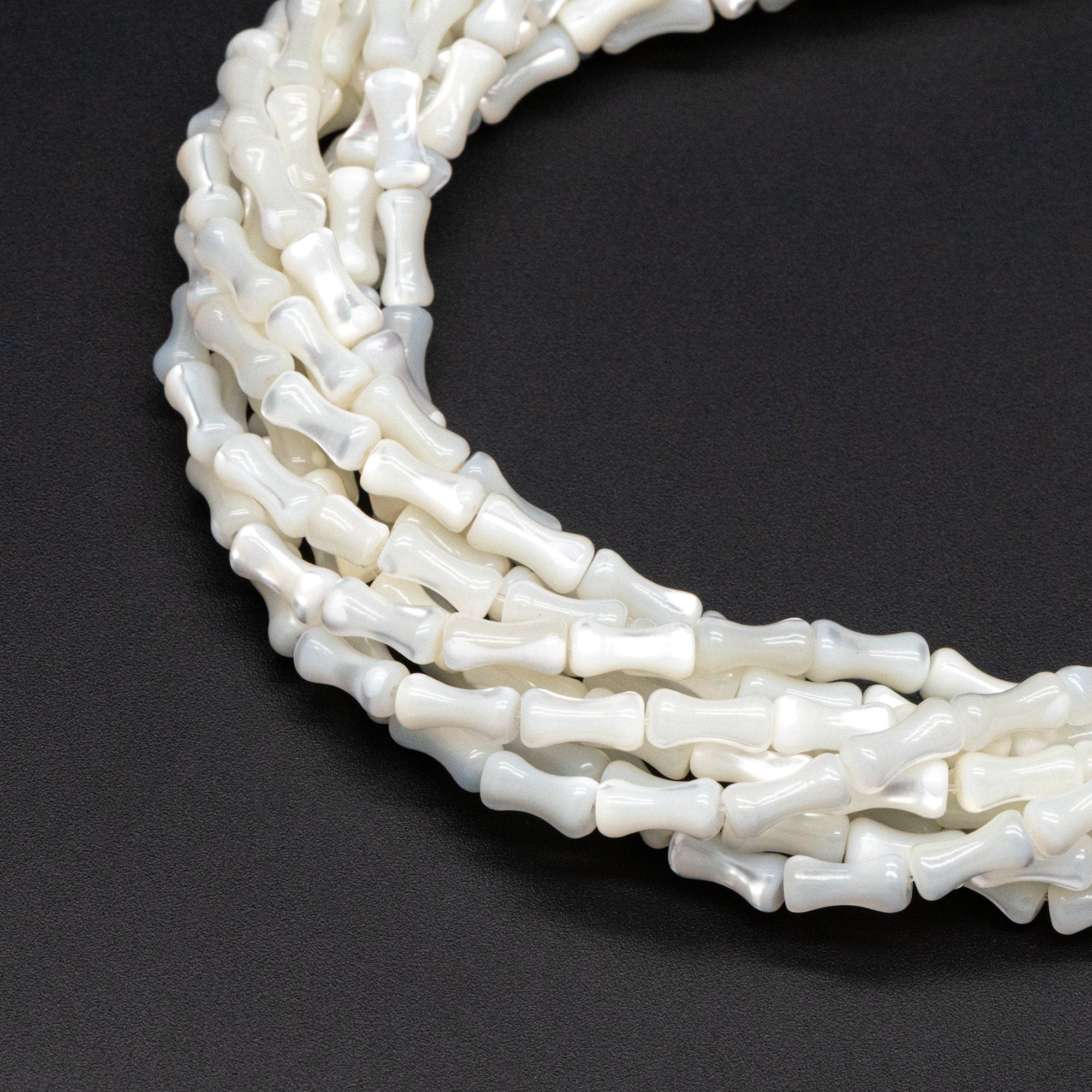 White Mother of Pearl Shell Tube Beads 8x4mm, Top Drilled Bar MOP beads -(#V1411) Full strand